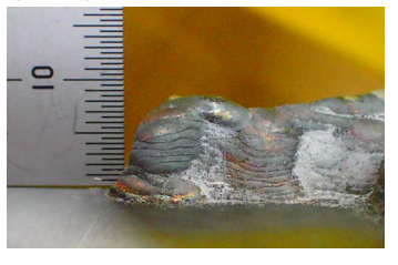 Figure 3. Photograph of deposit by the DED method in SKD11 (60 HRC)
